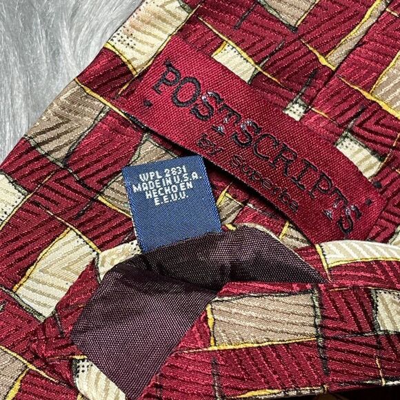 VINTAGE POSTSCRIPTS BY SUPERBA 100% SILK EXTRA LONG TIE MADE IN USA WPL 2831 RED - Picture 4 of 5
